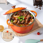 Enameled Cast Iron Dutch Oven Pot with Lid Heavy-Duty Cookware for Bread Baking, Braising, Stews, Roasting,5.5QT，orange