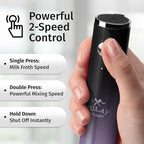 Zulay Kitchen Lux Rechargeable Milk Frother Handheld - Powerful 2-Speed Motor, Fully Waterproof, 2000mAh Battery - Drink Mixer For Latte, Cappuccino, Matcha, Protein Powder - Galaxy