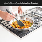Misen Spatulas - Stainless Steel Fish Spatula and Nonstick-Safe Silicone Spatuala - Gray