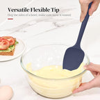 600ºF Heat Resistant Spatula, 11.34 inch High Heat Food Safe Semless Kitchen Silicone Spoon Spoonula Scraper for Cooking Baking Mixing Scraping Stirring Nonstick Cookware Pan (Midnight Blue)