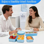 moleath Bento Box with 6 Removable Compartments Lunch Box, Microwave & Dishwasher Safe, Leakproof BPA-Free Snack Containers Ideal for Office, Picnic, Camping, Party, Travel, Blue