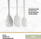 Trudeau Confetti Silicone Utensil Set – 11" Spatula, 11" Spoonula & 8" Small – Reinforced hybrid flexible silicone, BPA-free, heat resistant to 428°F, ergonomic & dishwasher safe.