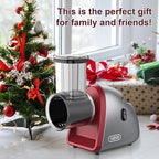 Electric Cheese Grater with 6 Different Shapes of Blades for Home Kitchen Use,250W Salad Shooter Electric Slicer for Vegetables,Fruits,Cheeses,Gray