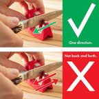 KitchenIQ 51421 | Edge Grip 2-Stage Knife Sharpener | Red – 3 Pack | Coarse & Fine Sharpener | Compact for Easy Storage | Stable Non-Slip Base | Soft Grip Rubber Handle | Straight & Serrated Knives
