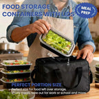 32oz 15 Pack Meal Prep Containers Reusable BPA-Free, Disposable Food Storage Containers with Lids, Bento Box Leakproof To Go Food Containers, Microwave Freezer Dishwasher Safe