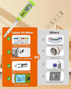 Tadeto Multifunctional Digital pH Meter for Food, High Precision Garden Soil pH Test Kit with LCD ℃/℉ Display for Plant/Solution, Water and Food pH Tester for Meat, Bread, Cheese,Water, Pool