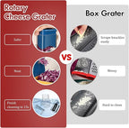 Ourokhome Rotary Cheese Grater Hand Crank, Kitchen Shredder Speed Mandolin Slicer Ice Shaver with Handle and Drum Blades for Cheese, Vegetable, Nuts, Chocolate, Potato, Carrot, 5 Blades, Dark Blue