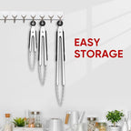 Stainless Steel Tongs Set, Food Grade Stainless Steel Kitchen Tongs, Heat Resistant 600 Degrees, for Cooking, BBQ Barbecue, Grilling, Buffet, Serving (7"+9"+12")