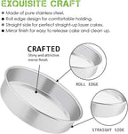E-far 9½ Inch Cake Pan Set of 2, Stainless Steel Round Cake Baking Pans, Non-Toxic & Healthy, Mirror Finish & Dishwasher Safe