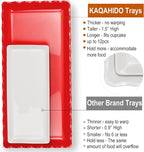 KAQAHIDO 17" x 8" x 1.5" Red Serving Tray Set, Wave Edge Melamine Platters for Cookie, Appetizer, Charcuterie, Snack, Dessert, Party Food Display, Stackable, Set of 2