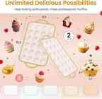 Silicone Mini Muffin Pan With Metal Reinforced Frame - 24 Cups Durable Silicone Cupcake Pan for Muffin, Cupcakes, BPA Free and Dishwasher Safe - 2 Piece Light Yellow