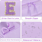 Initial Insulated Lunch Bag for Girls Kids, Back to School Gift, Reusable Leak-proof Lunch Box with Adjustable Strap for School Daycare Travel Picnic (Purple,E)