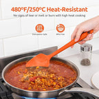 U-Taste Silicone Baking Spatula Set: 480ºF High Heat Resistant, Food Grade Flexible Rubber Kitchen Cooking Mixing Scraper, Food Grade Seamless Utensil for Nonstick Cookware Set of 3 (Orange)