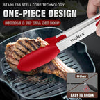 Walfos Silicone Tongs for Cooking - Heat Resistant kitchen tongs for Salad,Cooking, Grilling,Stainless Steel and BPA Free Silicone Tips set of 3 (7" 9" and 12 inch)