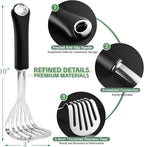 Potato Masher Stainless Steel Heavy Duty Mashed Potato Masher Kitchen Tool for Mashed Potatoes, Bean,Vegetable,Fruits, Avocados, Meat,Dishwasher Safe, 10 Inch