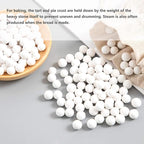 2.2Lb Ceramic Pie Weights Baking Beans Pie Crust Reusable 10mm Weights Natural Ceramic Stoneware with Wheat Straw Container (35 Oz Total) (White)