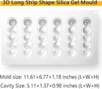 OCPO KITCHEN Eclair Silicone Mold for Baking Mousse Cake, French Dessert, Pastry, Chocolate, Ice Cream, Cake Decoration Mold, 3D Long Strip Flower Shape (6-Cavity)