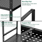 iPEGTOP Large Expandable Cabinet Storage Shelf Organizer Rack, Heavy Duty Stackable Steel Metal Spice Rack Adjustable Height Office Pantry Garage Shelves for Counter Kitchen, Black - 1 Pack