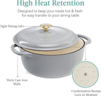 Best Choice Products 6 Quart Enamel Cast-Iron Round Dutch Oven, Family Style Heavy-Duty Pre-Seasoned Cookware for Home, Kitchen, Dining Room, Oven Safe w/Lid, Dual Handles - French Gray