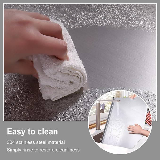 304 Stainless Steel Cutting Board – Stainless Steel Kitchen Chopping Boards Non-Slip, Dishwasher Safe – Ideal for Meat, Vegetables, Fruits, Bread & Baking – Commercial & Home Use (19.6 * 19.6in)