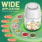 Electric Garlic Chopper, 300ML Portable Cordless Mini Food Processor, Rechargeable Vegetable Chopper Blender for Nuts Chili Onion Minced Meat and Spices BPA-Free(White)