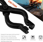 Yoursme Blacksmith Tongs - Wolf Jaw & V-bit Tongs - Blacksmith Forge Tools - Knifemaking Bladesmith - Black