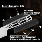 Knife Set, 7 Piece Sharp Chef Knife Set with Solid Wood Block, Unique One-Sided Magnetic Design, Full-tang Stainless Steel Knife Block Set for Home and Restaurants, Elegant Black