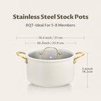 BEZIA 8 Quart Stainless Steel Stock Pot, Casserole with Lid, Large Cooking Pot, Soup Pot wiht Sturdy Handle, Compatible with Most Cooktops, Even Heat Distribution