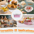 50 Pcs Mini Square Baking Cups with Lids,5oz Aluminum Foil Mini Cake Pans with Lids,Disposable Ramekins Cake Pans,150ml Dessert Cups Cupcake Pans for Wedding Birthday Party,Pink