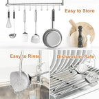 304 Stainless Steel Kitchen Utensils Set, 2 Pcs Long Metal Utensils Set with Spatula, Slotted Spatula Turner (Dishwasher Safe)