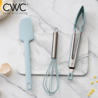 COOK WITH COLOR Stainless Steel Silicone Tipped Kitchen & BBQ Tongs Set, 3 Pc Utensils, Green