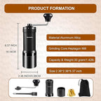 M7 Pro Manual Coffee Grinder,Titanium Coating Conical Burr,Hand Coffee Grinder with External 72 Grinding Scales,All-round Hand Grinder for Pour Over Drip French Press Espresso (Black)