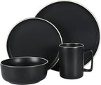 Gibson Home Zuma Nuevo 32 Piece Plates, Bowls, and Mug (Service for 8) Dinnerware Set - Black
