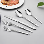 60 Piece Silverware Set for 12, Food-Grade Stainless Steel Utensils Set Includes Spoons Forks Knives, Sturdy Home Kitchen Eating Tableware Set,Wave Style Design & Mirror Polished - Dishwasher Safe