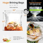 Turkey Roasting Pan, 17x13 Inch Nonstick Roaster with Removable Rack, Turkey Baster, Meat Thermometer, Turkey Brine Bags, Roaster Pan for Roasting Turkey, Meat & Vegetables (Black&Gold)