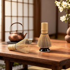 Matcha Whisk Set, Ceramic Bowl with Spout, Matcha Whisk & Holder, Bamboo Scoop & Spoon, Scoop Rest, Sifter, Towel, 8 Pcs Complete Kit for Tea Ceremony, Gift for Friend/Family(Black)