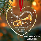 Customized Cornet Player Christmas Glass Ornament 2025, Personalized Text Name & Year Cornet Xmas Tree Ornaments, Music Instrument Themed Xmas Ornament Gift for Him Her, Music Lover Keepsake