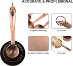 Copper Measuring Cups and Spoons Set, Stainless Steel Measuring Cups and Spoons Set 12, Metal Measuring Cups Set, 5 Copper Measuring Cup Set and 6 Copper Measuring Spoons &Leveler for Kitchen