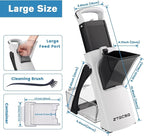 (All-in-1) Upgraded Version Mandoline Slicer for Kitchen & Adjustable Mandolin. Detachable Blade, Kitchen Veggie Chopper Cut Slicing, Strips, Shredding, Dicing, Chop (Black White)