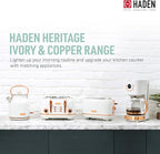 Haden Coffee Machine, 12 Cup Programmable Drip Coffee Maker with Auto Shut-Off Function and Reusable Washable Water Filter, Ivory & Copper
