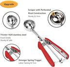 Cookie Scoop, Ice Cream Scoop, 0.8Tbsp/2.5tsp/12.5ml/0.5oz Cookie Scoops for Baking, 18/8 Stainless Steel Cookie Scooper for Baking, Cookie Dough Scoop, Ice Cream Scooper with Trigger Release(Red)