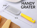 Zulay Kitchen Professional Cheese Grater Stainless Steel - Durable Rust-Proof Metal Lemon Zester Grater With Handle - Flat Handheld Shredder for Parmesan, Chocolate, Spices, And More - Yellow