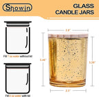 Thick Candle Jars for Making Candles 16 Pcs, 7 OZ Empty Jars with Wood Lids for Candle Making, Sample Container, Gold