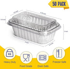 Small Aluminum Pans wth Lids, 100 Pack Disposable Aluminum Loaf Pans 6x3.5x2 Inch, Thick Foil Pans Cookware for Baking Cakes, Bread, Meatloaf, Mini