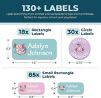 Personalized Daycare Name Labels for Kids (130 Labels) - Custom Waterproof Name Stickers for Clothing Tags, Water Bottles, Lunch Boxes and School Supplies (Axolotls)