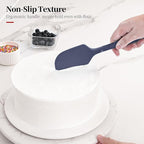600ºF Heat Resistant Spatulas, High Heat Food Safe Semless Kitchen Silicone Scraper Set for Cooking Baking Mixing Scraping Stirring Nonstick Cookware Pan Bowl (2Pcs,Midniaht Blue)