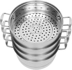 5-Layer Steamer Stackable Steam Cooker, 304 Stainless Steel Steamer with Stackable Pan and Lid, 23.6inch Multi Tier Cookware Pot for Cooking Dumplings, Steamed Buns