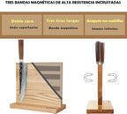 YOUSUNLONG Magnetic Knife Block - Magnetic Knife Holder - Magnetic Knife Stand - Double-sided Super Magnetic with Natural Fraxinus wood - Holds 10“ knives - Space Saver - Large storage knife holder