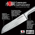 Cuisine::pro Damashiro Knife Block (Hiryu, 10-Piece Set) - Premium Japanese Steel Knife Set with Acacia Wood Block & Tempered Glass Window - Damascus-Inspired Blade