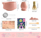 Matcha Whisk Set, 8Pcs Pink Matcha Kit Tea Set with Ceramic Bowl and Whisk Holder, Bamboo Scoop, Sifter, Perfect for Matcha Starter, Cute Matcha Powder Kit, Top Gifts for Women, Friends, Birthday
